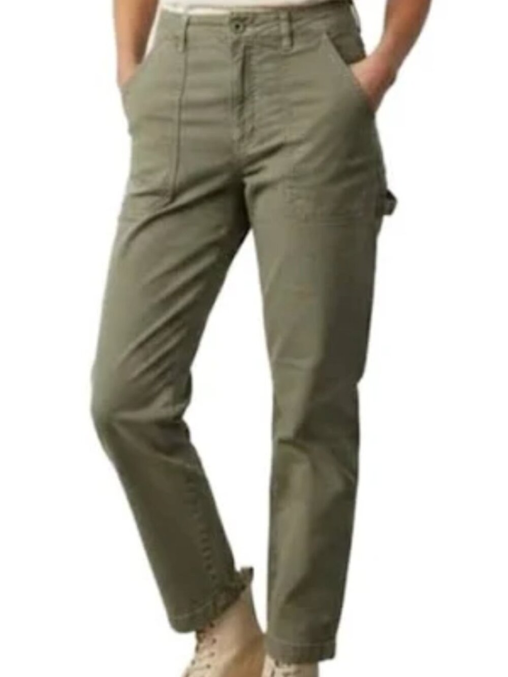 MARINE LAYER MAYA SLIM STRAIGHT UTILITY CARPENTER PANTS ANKLE CROP STRETCH sz 2